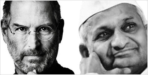 Anna Hazare, Steve Jobs, Jan Lokpal Bill, Ramlila Maidan